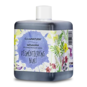 eine Flasche satuscolor Pigmentierung Blau